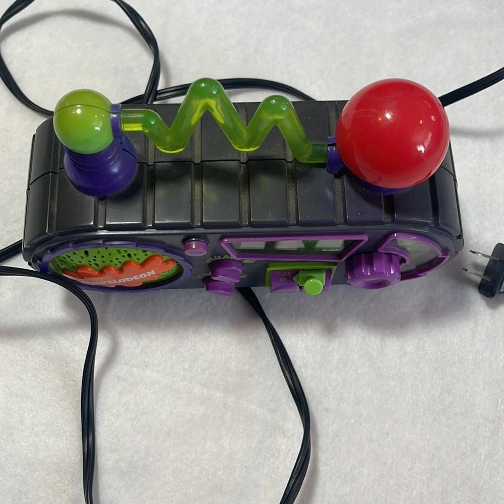 Vintage Nickelodeon Purple Lime Green Clock Radio 1995 90s Kids Teen Timeblaster - Picture 11 of 12